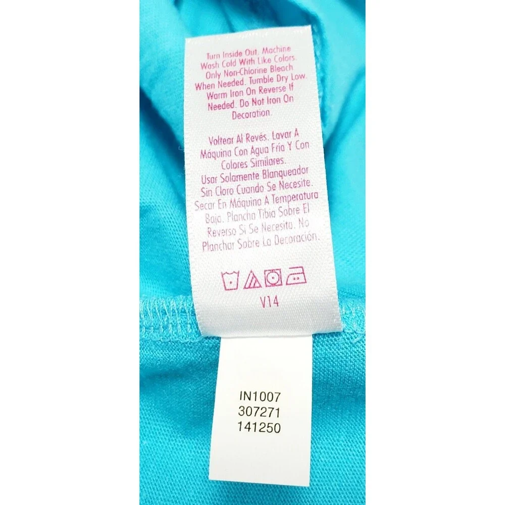 Justice Girls Graphic Tie Knot Front Short Sleeve Tee Size S (7/8) Blue NWT